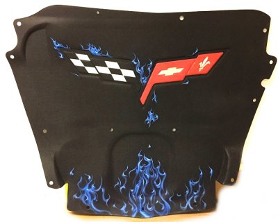 C6 Corvette Airbrushed Hood Liner with Blue Flames