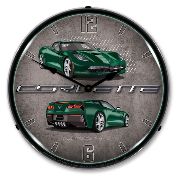 2014-2019 Corvette C7 LED Clock- C7 Lime Rock Green CA-57655 