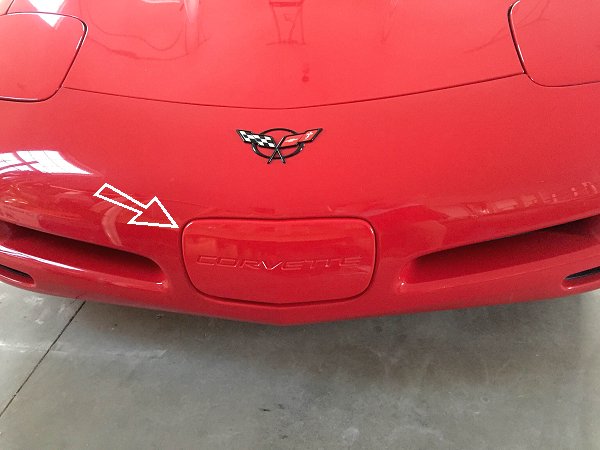 c5 corvette front bumper license plate filler panel painted electron blue