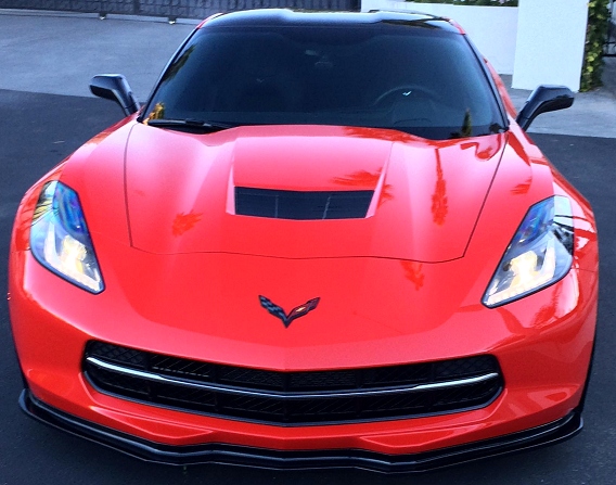 Front view of C7 Corvette stage 2 splitter installed