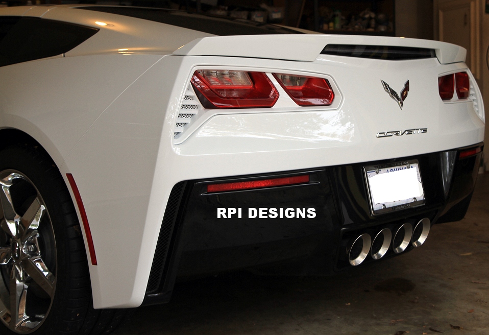 c7 Corvette painted tail light louvers installed side angle