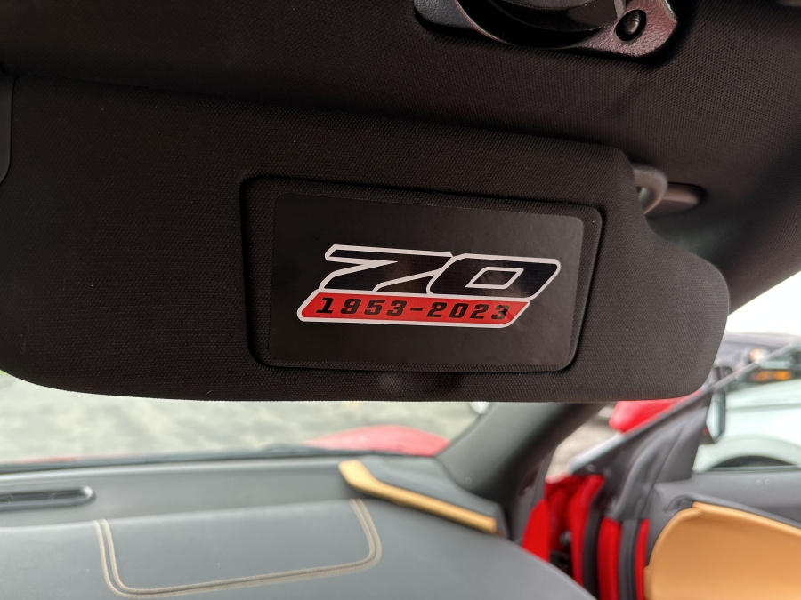 70th Anniversary C8 Corvette Visor Airbag Warning Label Covers