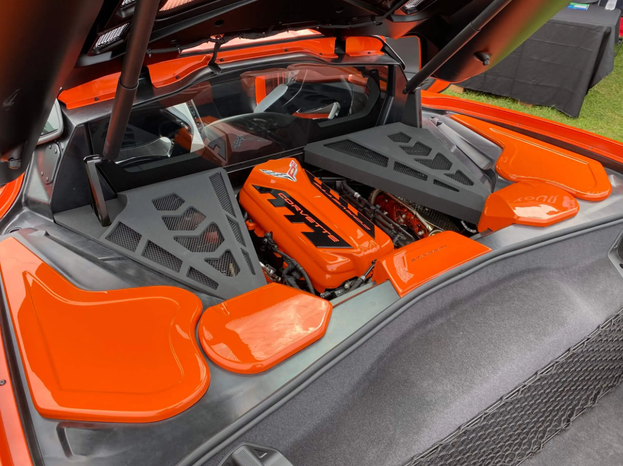 C8 Corvette Hydro Carbon Fiber Rear Shock Tower Covers Set