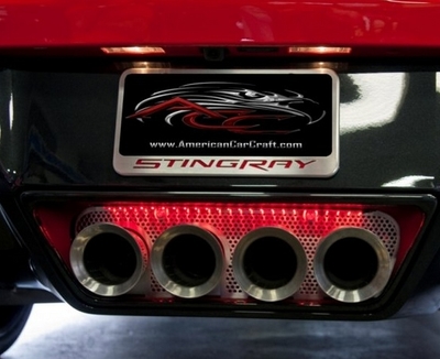 C7 Corvette Stingray Rear License Plate Frame w/STINGRAY Lettering in Carbon Fiber (includes screws and chrome caps)