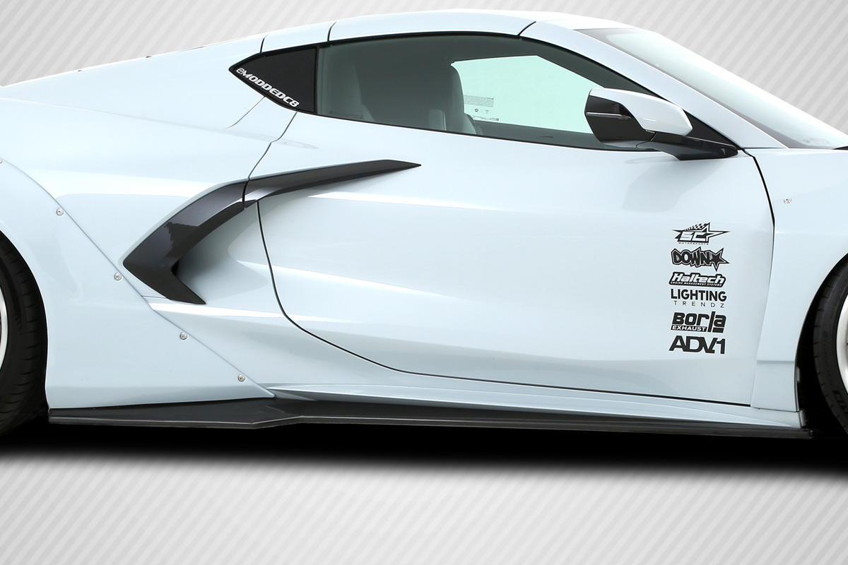2020-2024 Corvette C8 Carbon Creations Gran Veloce Side Skirt Splitters - 2 Piece