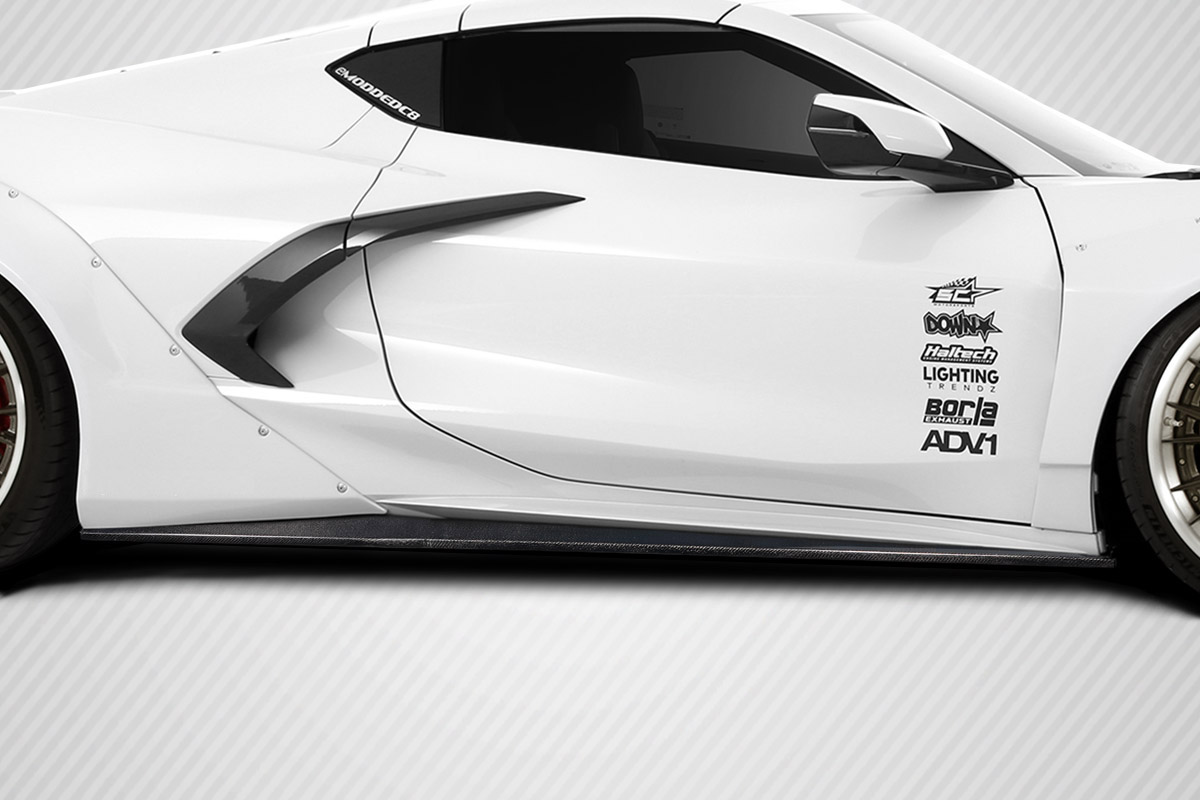 2020-2024 Corvette C8 Carbon Creations Gran Veloce Wide Body Side Skirt Rocker Panel Splitters - 2 Pieces