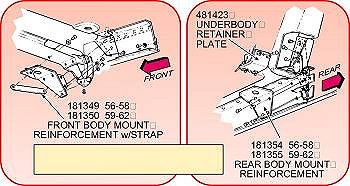 1956-1958 C1 Corvette Body Mount Reinforcement Bracket Rear