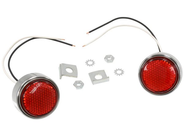 1958-1960 C1 Corvette LED Rear Reflector Set With Chrome Bezel