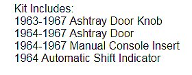 1964 C2 Corvette Console Repair Kit Automatic Transmission
