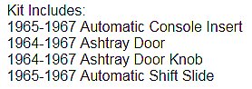 1965-1967 C2 Corvette Console Repair Kit Automatic
