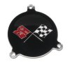 65-66 C2 Corvette Hubcap Spinner Emblem With Black Left Hand Flag Trim