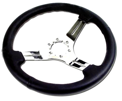 1968-1982 C3 Corvette Black Leather/Chrome 3 Spoke Steering Wheel