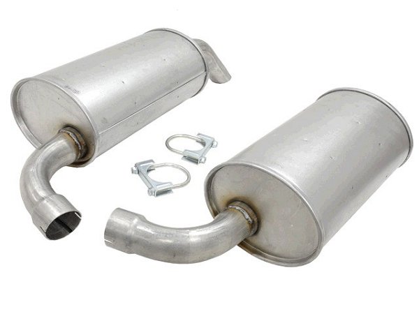 1974 C3 Corvette Pair Aluminized Round Muffler 2 1/2 Inch