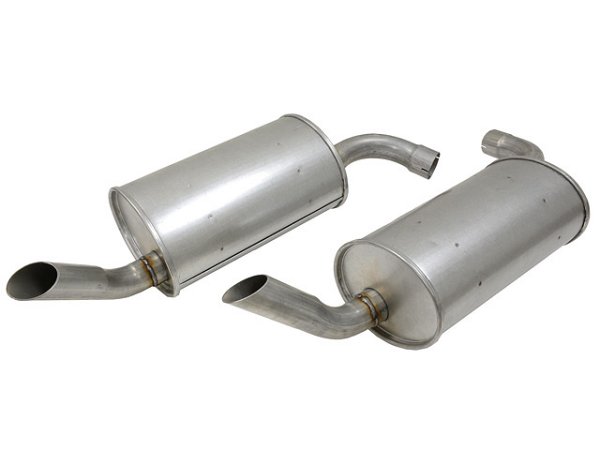 1975-1977 C3 Corvette Pair Aluminized Round Muffler 2 1/4 Inch