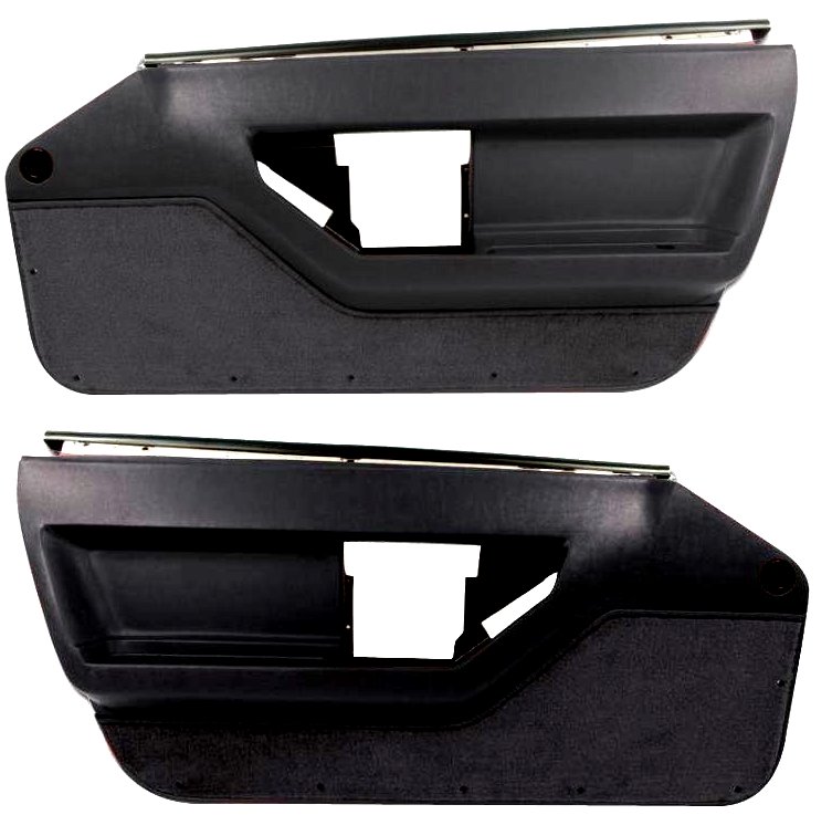 1984-1989 C4 Corvette Interior Standard Door Panels Black Pair