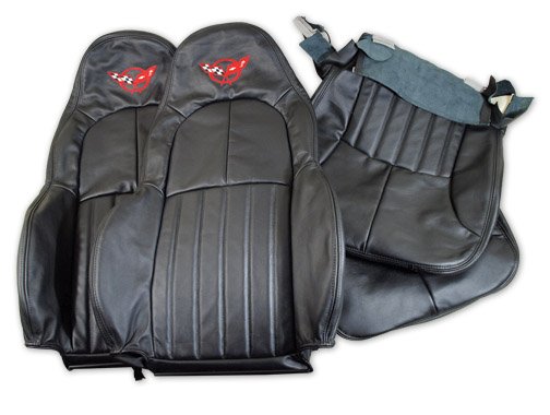 C5 Corvette Replacement Embroidered Leather Standard Seat Covers 