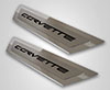 2005-2013 C6 Corvette Outer Door Sills 'Corvette' Inlay 2pc - Polished Stainless & Carbon Fiber