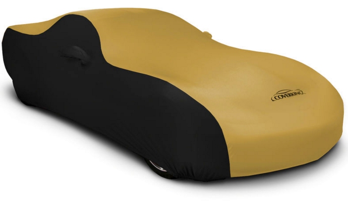 2008-2023 Challenger Coverking Stretch Car Cover Black and Gold