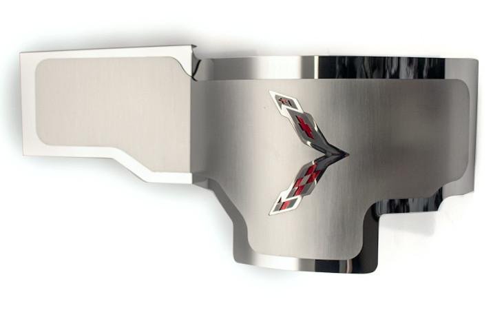 C7 Corvette Alternator Cover With Crossed Flags Emblem