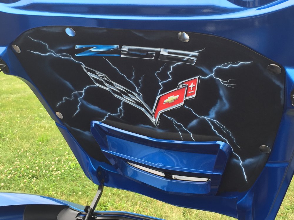 C7 Corvette Z06 Airbrushed Hood Liner - Lightning Scene