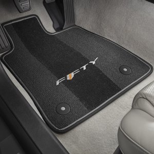 2016-2017 Camaro Premium Carpet Floor Mats FIFTY Logo Gray with Light Gray Binding 