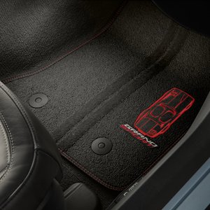 2017 C7 Corvette Grand Sport Embroidered Front Floor Mats Black With Red Stitching