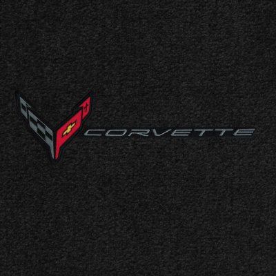 2020-2021 C8 Corvette Front/Rear Cargo Mats C8 Flags Black and Corvette Word Combo
