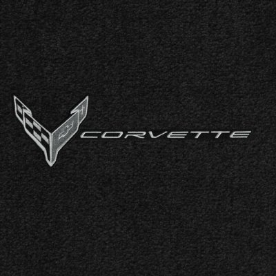 2020-2021 C8 Corvette Front/Rear Cargo Mats Monochromatic Flag & Corvette Word Combo