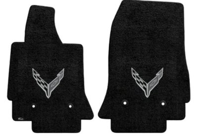 C8 Corvette Lloyd Embroidered Front Floor Mats - Monochromatic Flags