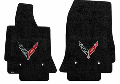 C8 Corvette Lloyd Embroidered Front Floor Mats - Silver Flags