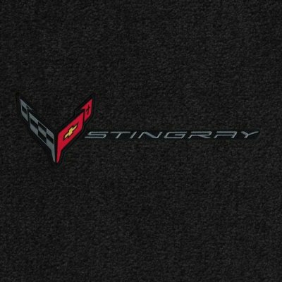 C8 Corvette Lloyd Floor Mats - C8 Flags Black and Stingray Word Combo