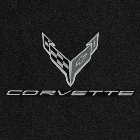 2020-2021 C8 Corvette Lloyd Front/Rear Cargo Mats C8 Flags Monochromatic Corvette Silver