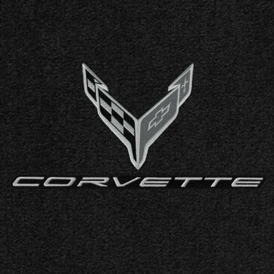 2020-2021 C8 Corvette Lloyd Mats - C8 Flags Monochromatic & Corvette Word Silver
