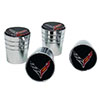 2020-2025 C8 Corvette Eurosport Daytona Crossed Flags Logo Aluminum Valve Stem Caps (Tapered)