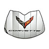 2020-2024 C8 Corvette Stingray Z51 Logo Accordion Style Sunshade - Insulated Silver
