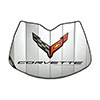 2020-2025 C8 Corvette Stingray Z51 Logo Accordion Style Sunshade - Insulated Silver