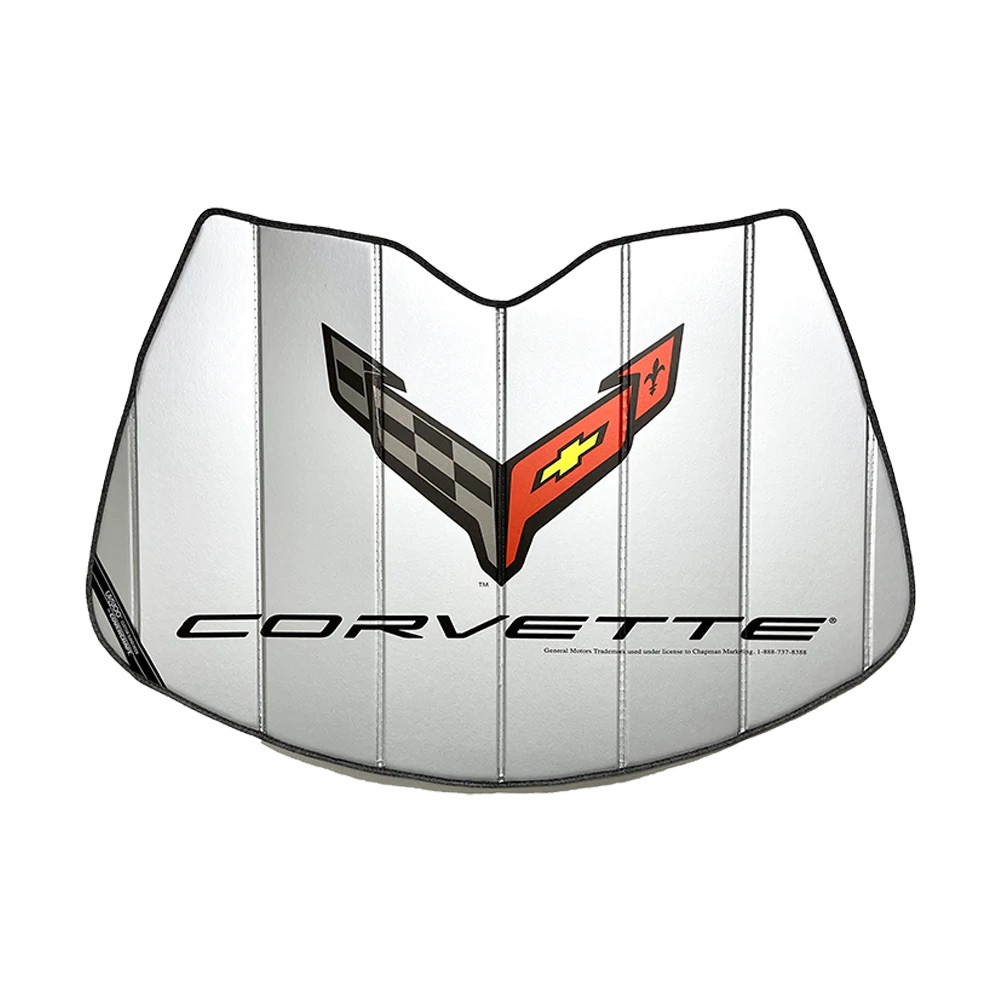2020-2023 C8 Corvette SR1 Performance Stingray Z51 Logo Accordion Style Sunshade - Insulated Silver