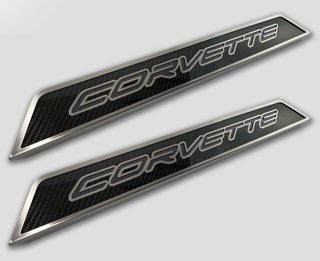 2020-2023 C8 Corvette Replacement Door Sills W/Carbon Fiber and CORVETTE Word