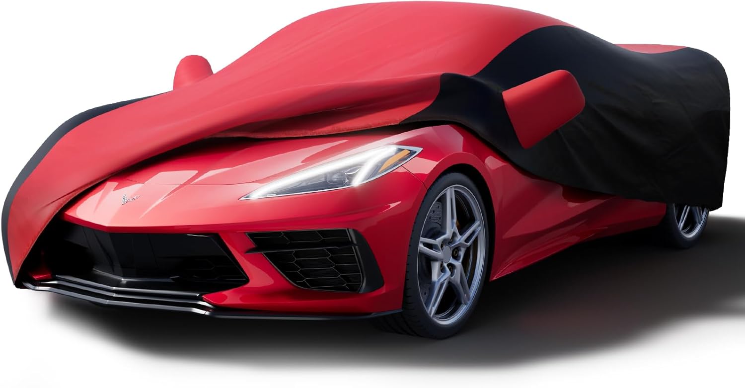 2020-2024 C8 Corvette Heavy Duty Exterior All Weather Waterproof Outdoor Car Cover Red/Black