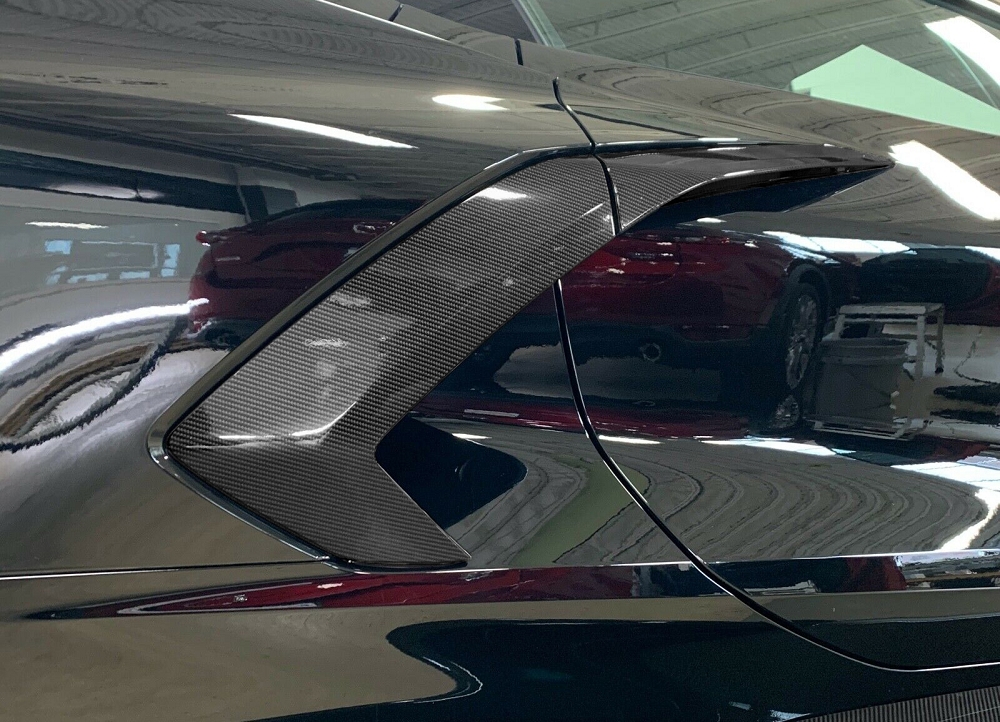 2020-2023 C8 Corvette Fender Vent Scoop Accent Overlay - Pair Red Gloss Carbon Fiber
