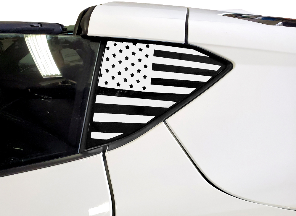 2020-2023 C8 Corvette Window US Flag Decals Gloss Deep Blue Metal Standard US Flag W/ Red Stripe