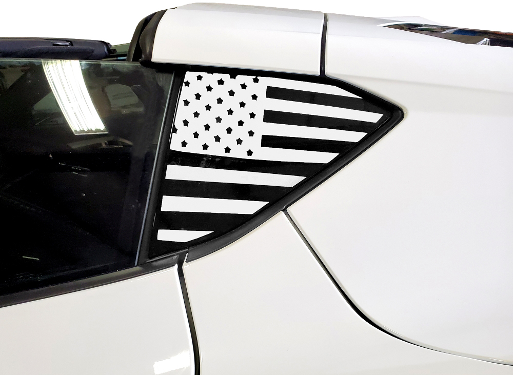 2020-2025 C8 Corvette Window US Flag Decals Gloss Deep Blue Metal Standard US Flag W/ Red Stripe