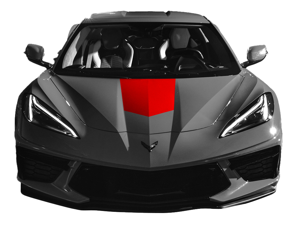 2020-2025 C8 Corvette Hood Stinger Style Stripe Black Carbon Fiber