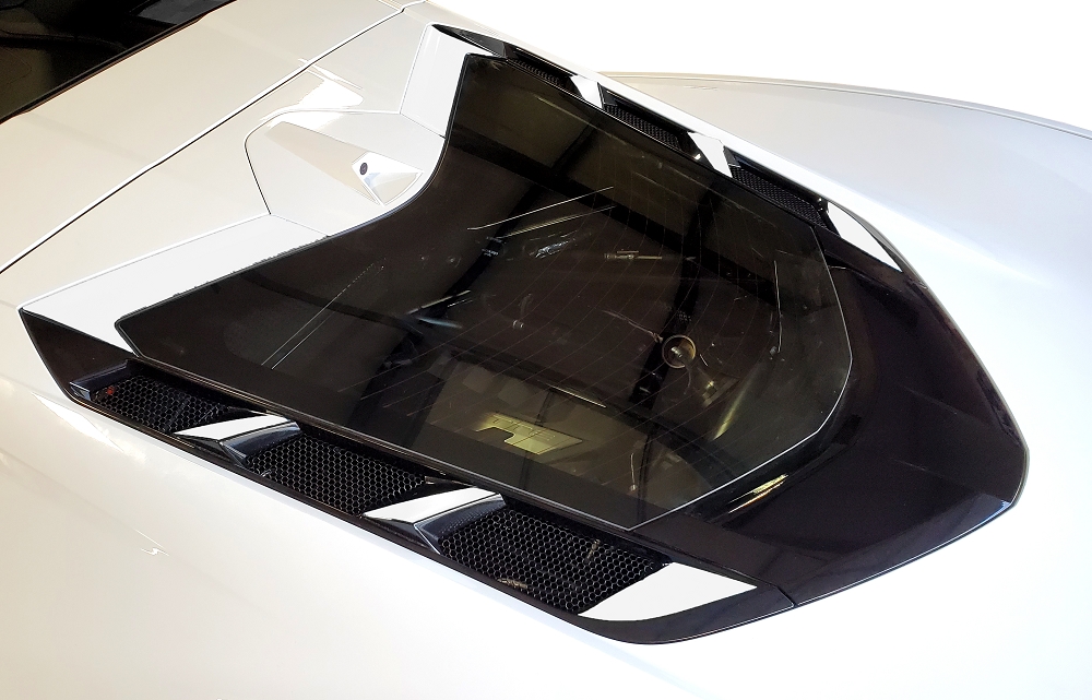 2020-2023 C8 Corvette Rear Window Shadow Accents - 8pc - Red Gloss Carbon Fiber