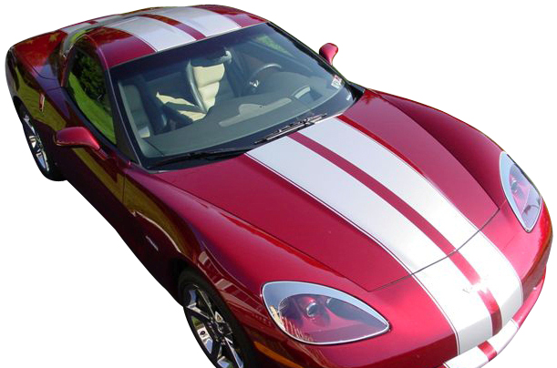 1963-2019 C7 Corvette Dual Two Tone W/Pin Stripes - Black/Red