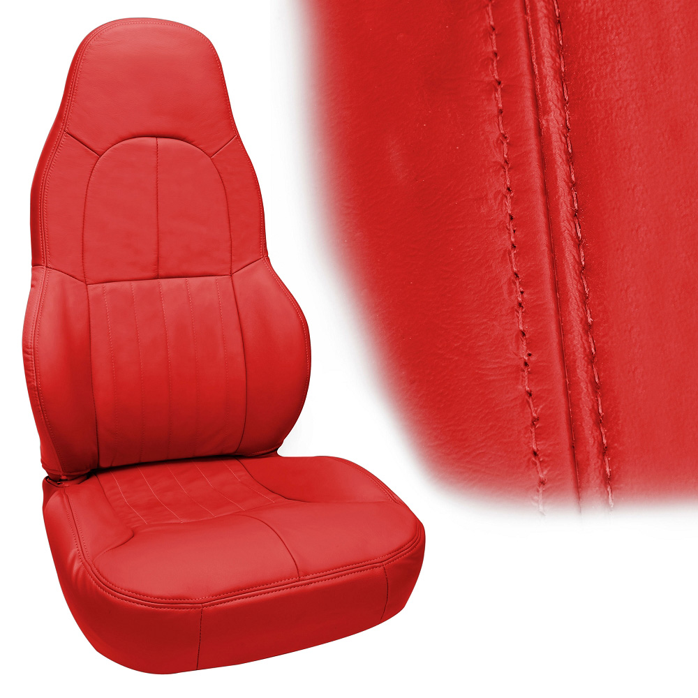 1997-2004 C5 Corvette OE Style Leather Seat Covers - Standard Seat Torch Red W/Seat Foam Set - 4pc