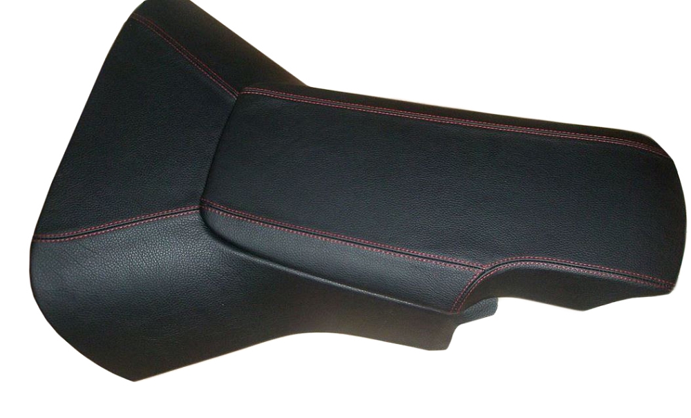 2005-2013 C6 Corvette Leather Center Console Cover - Black W/Light Yellow Stitch