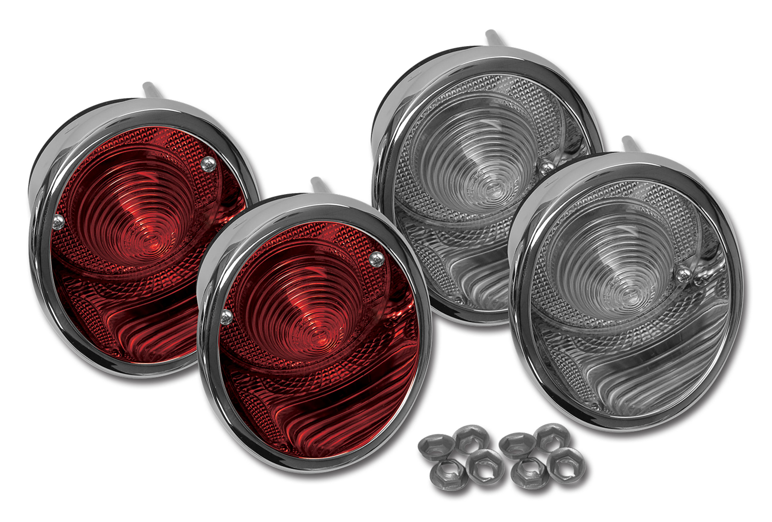 1963-1966 C2 Corvette Tail Lights W/Backup Lights 4 Piece Set - Replacement