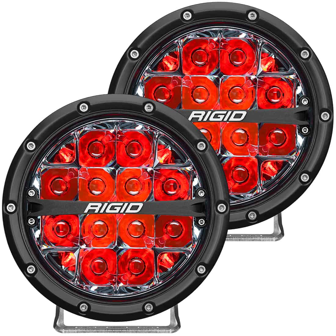 360-Series 6 Inch Led Off-Road Spot Beam Red Backlight Pair RIGID Lighting 36203