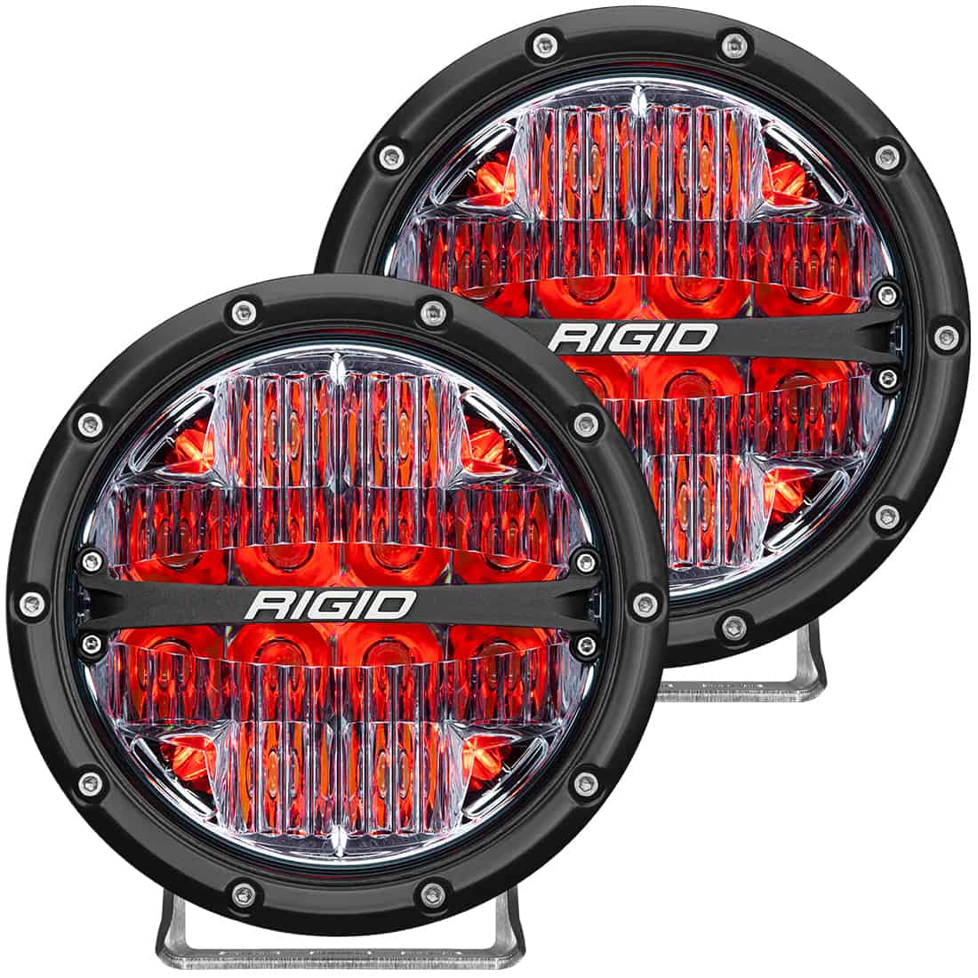 360-Series 6 Inch Led Off-Road Drive Beam Red Backlight Pair RIGID Lighting 36205